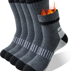 Hocerlu Thermal Socks for Men, 5 Pairs Thick Cushioning Winter Outdoor Sports Warm Boot Socks for Work Walking Hiking, Daily Wear or Gifts, UK 6-11.