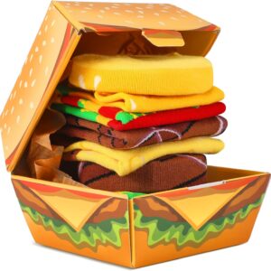 AGRIMONY Funny Burger Socks Box for Men Women Teenage Boys – Funny Gifts Novelty Fun Funky Food Cool Multipack Odd Socks Valentine Birthday Christmas Gifts Stocking Fillers