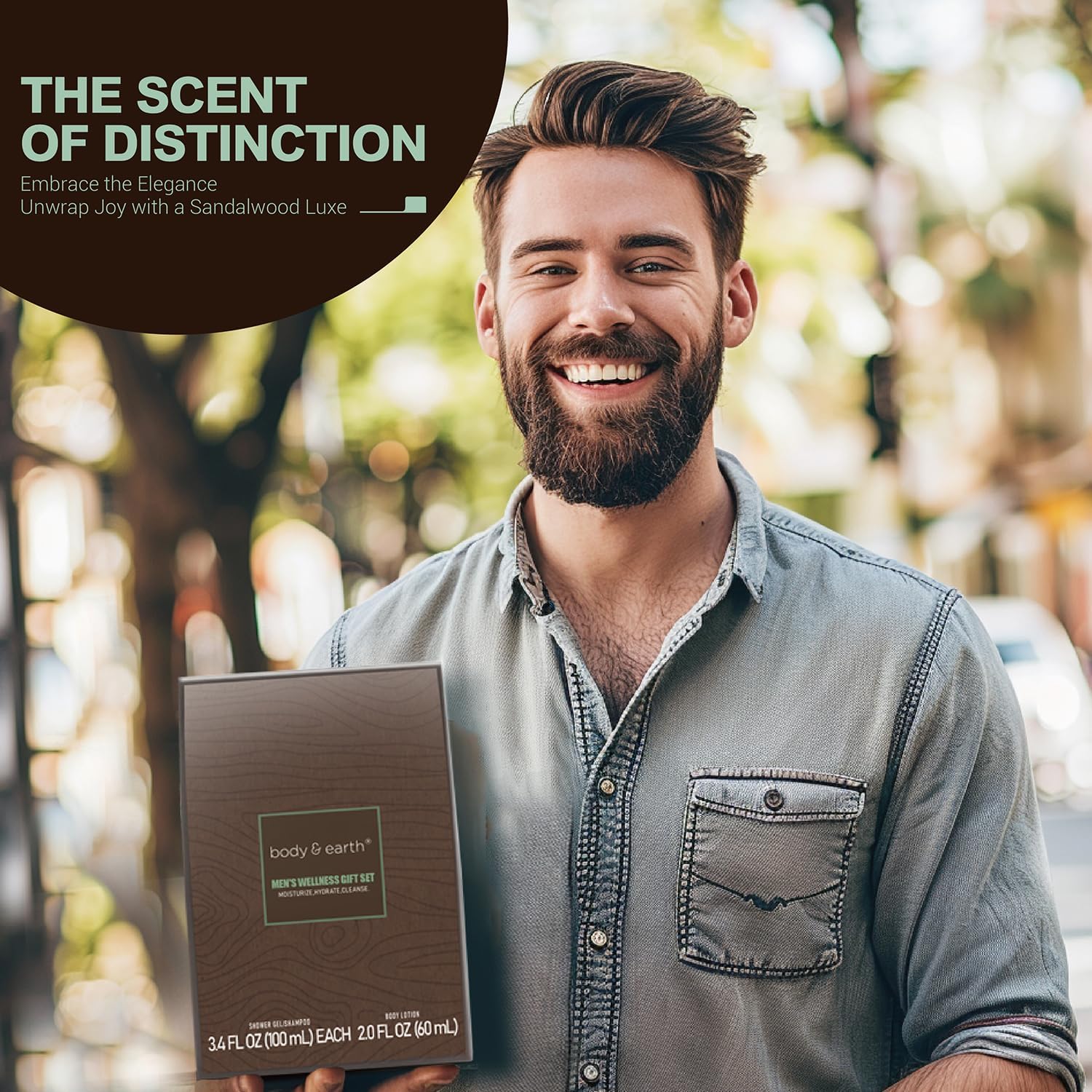 Gift Set for Men Bath and Body Wash Set Includes Sandalwood Shower Gel, Body Lotion, Shampoo,Self Care Gifts for Men,Fathers Day Gifts Box Birthday Valentines Gifts for Him,Christmas Gift - Image 6