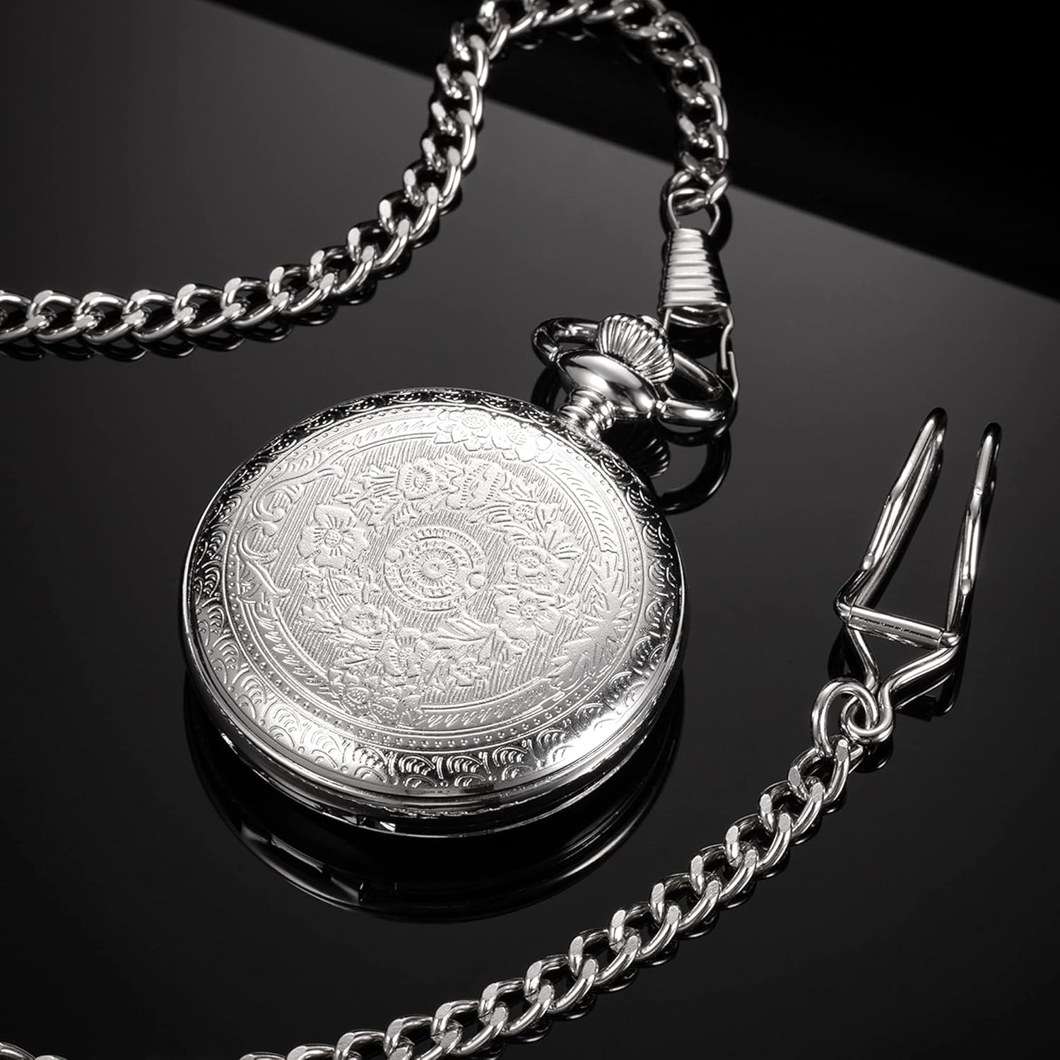 Dad Gift from Daughter to Father Engraved Pocket Watch - No Matter How Much Time Passes, I Will Always Be Your Little Girl (Silver) - Image 4