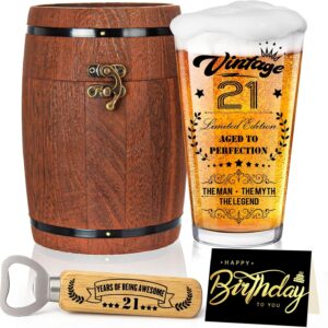 Gifts for Men, 21st Birthday Gifts for Boys with Greeting Cards, 2005 Beer Glass in Vintage Box, 470ml Personalised Beer Glasses Valentine’s Day Gift Ideas, Unusual 21st Birthday Gift for Him