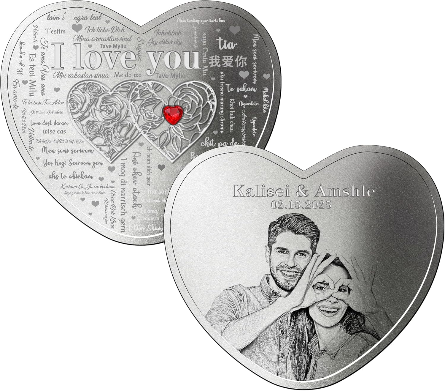 Personalized Photo Valentines Day Coins Custom I Love You Commemorative Coins Anniversary Valentines Day Gift for Couple Him/Her - Image 5