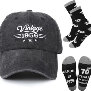 70th 80th Birthday Gifts for Men Women Birthday Baseball Cap for Him Mens Socks Present Thank You Gifts for Dad Grandad Husband Brother Friends Teachers