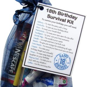 18th Birthday Survival Kit – Novelty 18th gift for him – BLUE Bag – Fun, Sentimental present