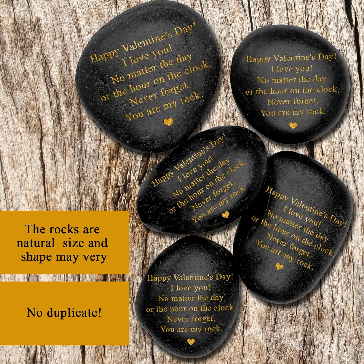 Happy Valentines Day Gift - Black Polished You are My Rock Engraved Pebble - Decorative Stones - Emotional Valentines Gifts for Him, Valentines Gifts for Her - Gifts for Couples - Image 4