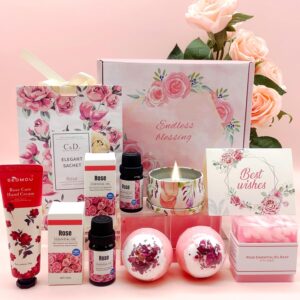 Valentines Day Pamper Gifts for Women, Unique Skin Care Pamper Hampers Set Gifts for Her Wife Friend Sister, Female Relaxation Spa Ladies Bath Set Get Well Soon Presents Self Care Friendship Present