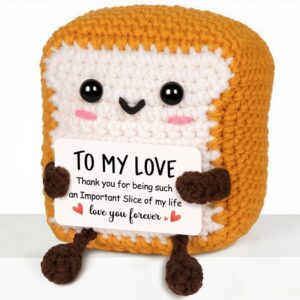 Valentine Gifts for Her Him Girlfriend Boyfriend Wife Husband, Handmade Toast Crochet Holds ‘TO MY LOVE’ Message Card – Birthday, Wedding,Valentine Day, Christmas, Anniversary Present for Couples