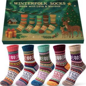 Christmas Gifts for Women Ladies Socks 4-7: Xmas Gifts for Mum Grandma Nan Her Daughter Teenage Girl Sister Christmas Presents Winter Thermal Warm Cosy Bed Socks Ladies Stocking Fillers for Women Wife