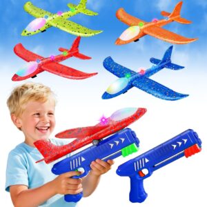 Boys Toys Age 4 5 6 7 8 9 Year Old Boy Gifts, Airplane Launcher Toy with 3 Pack Foam Glider Planes (Glider Planes-4)