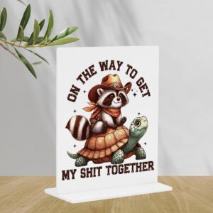 Funny Party Farmhouse Decor Sign – Quirky Office Touch, Elegant Desk Decor for Workspaces, Hilarious Gag Gifts for Coworkers, Adds Fun to Office Baths, Acrylic 4 × 4.7 Inches